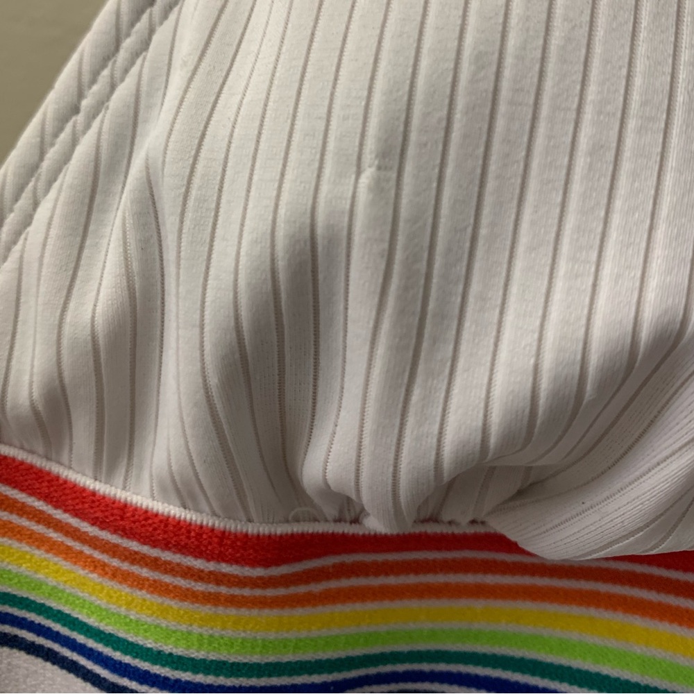 White Bikini Top Rainbow Band - Picture 3 of 3